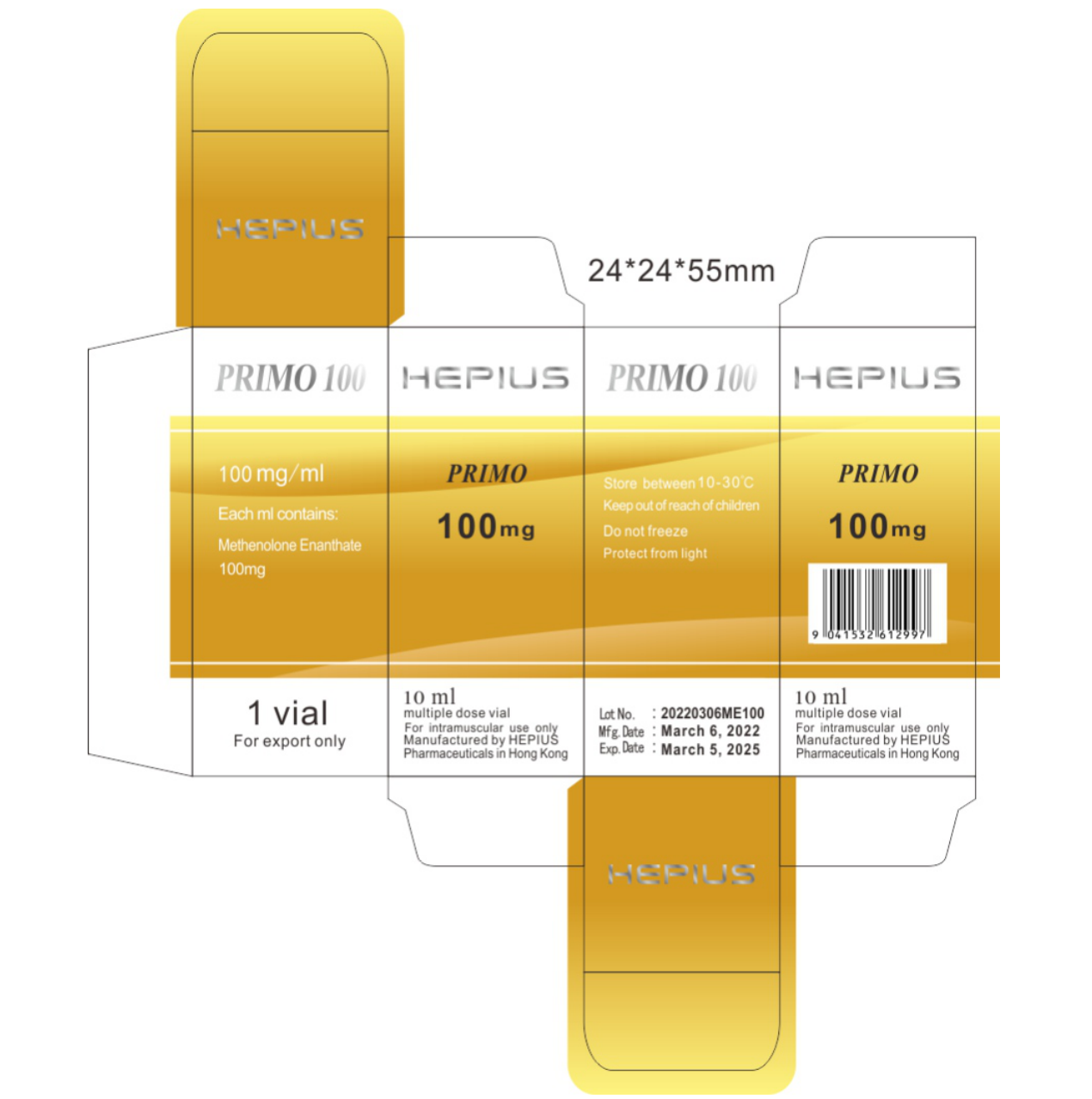 METHENOLONE ENANTHATE , or Primo, 100mg/ml, 10ml , 美替诺龙